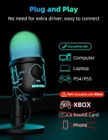 MRSDY V5 RGB USB Gaming Mikrofon – Noise Cancelling, Gain & Mute, PC/Mac/PS5 Uyumlu