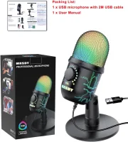 MRSDY V5 RGB USB Gaming Mikrofon – Noise Cancelling, Gain & Mute, PC/Mac/PS5 Uyumlu