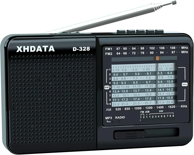 XHDATA D-328 Taşınabilir Radyo – FM/AM/Kısa Dalga, TF Karttan MP3