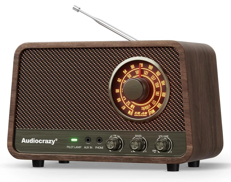 Audiocrazy Radyo – Vintage Ahşap AM/FM Bluetooth Hoparlör