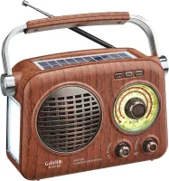 Gelielim retro radyo önden görünüm, üstte güneş paneli ve teleskopik anten