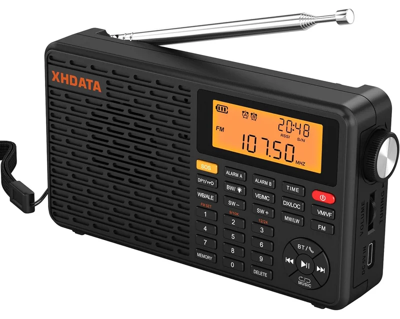 XHDATA D-109WB Dünya Radyosu – FM/AM/LW/Kısa Dalga, Hava Bandı, Bluetooth
