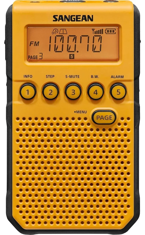 Sangean DT-800 Cep Radyosu (Sarı) – AM/FM, RDS, 45 Hafıza, Şarj Edilebilir