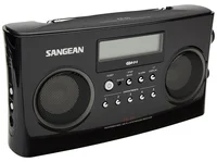 Sangean PR-D5 siyah taşınabilir radyo önden görünüm, çift hoparlör