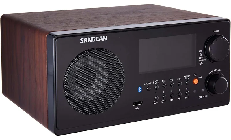Sangean WR-22 Masaüstü Radyo (Ceviz) – AM/FM RDS, Bluetooth, USB, Kumandalı