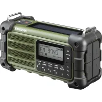 Sangean MMR-99 radyo çapraz açıdan, üstteki güneş paneli görünür