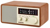 Sangean WR-16 ceviz ahşap masaüstü radyo önden görünüm, analog kadran