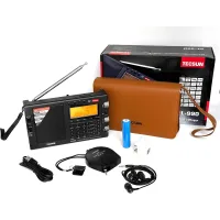 Tecsun PL-990 kutu içeriği: radyo, taşıma çantası, 18650 pil, makaralı anten ve kulaklık