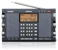 Tecsun H501 dünya radyosu ön görünüm, ekranda kısa dalga SSB frekansı