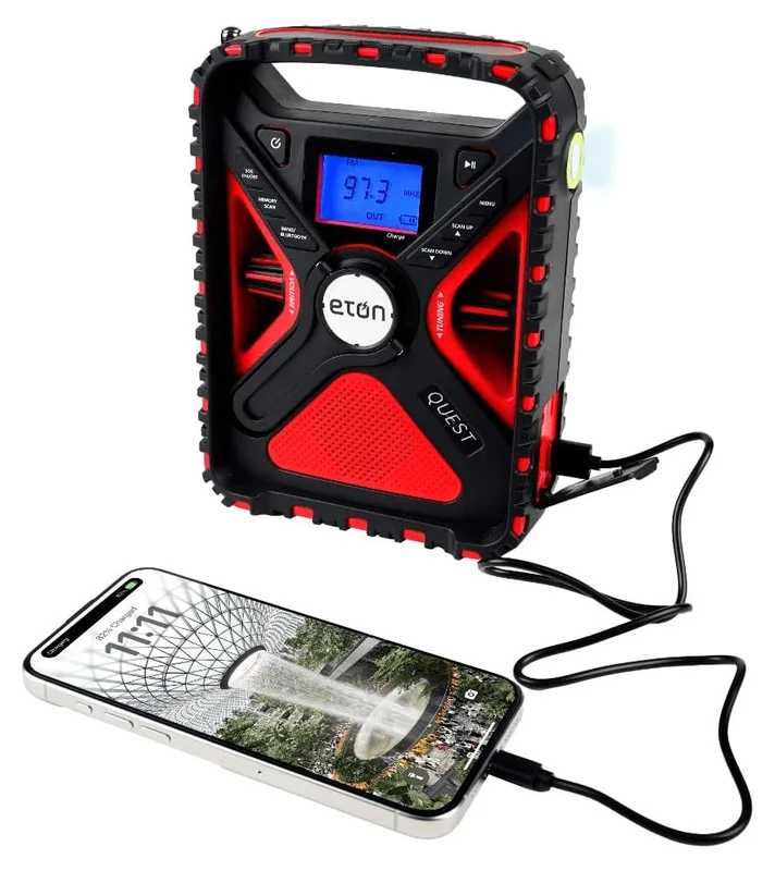 Eton Quest Acil Durum Radyosu – Güneş Paneli, El Krankı, Bluetooth, AM/FM/Kısa Dalga