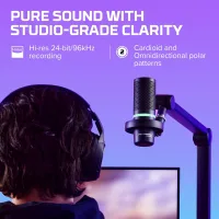 HyperX DuoCast tap-to-mute ve kazanç kontrolleri